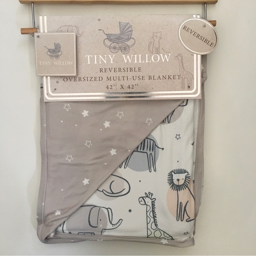 NEW Baby Blanket Reversible Oversized Multi-use Animals  & Stars | Tiny Willow